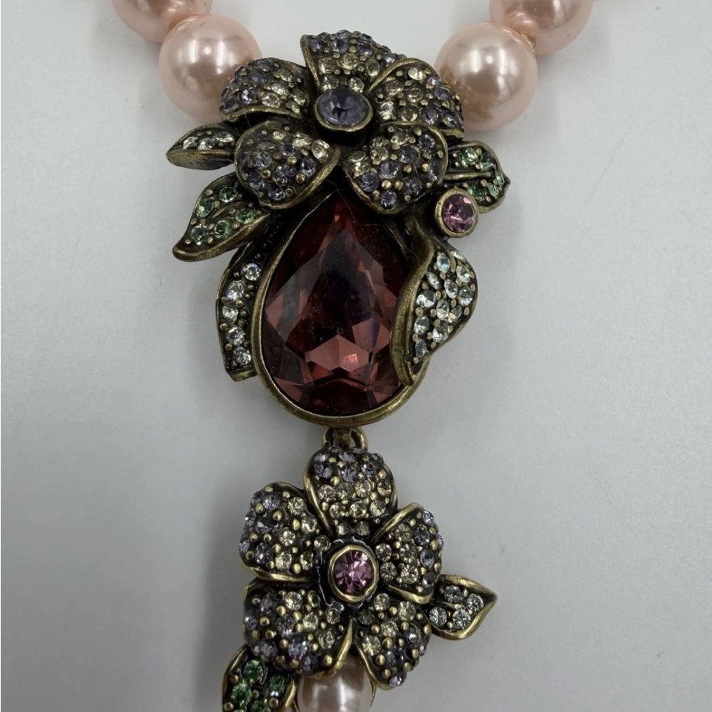 Heidi Daus Prima Petal Pretty Pink Pearl Necklace with Crystal Flowers Accents - Picture 5 of 6